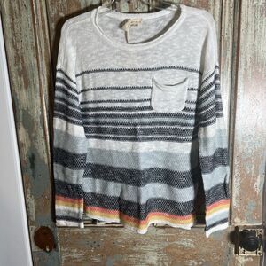 Hem and Thread Pullover Multi Striped Sweater-Small NWT